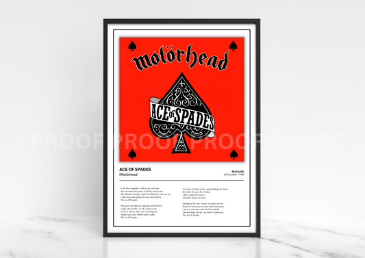 Motorhead Ace of Spades Music Album Singles Cover Poster Music Gift A3 A4 A5