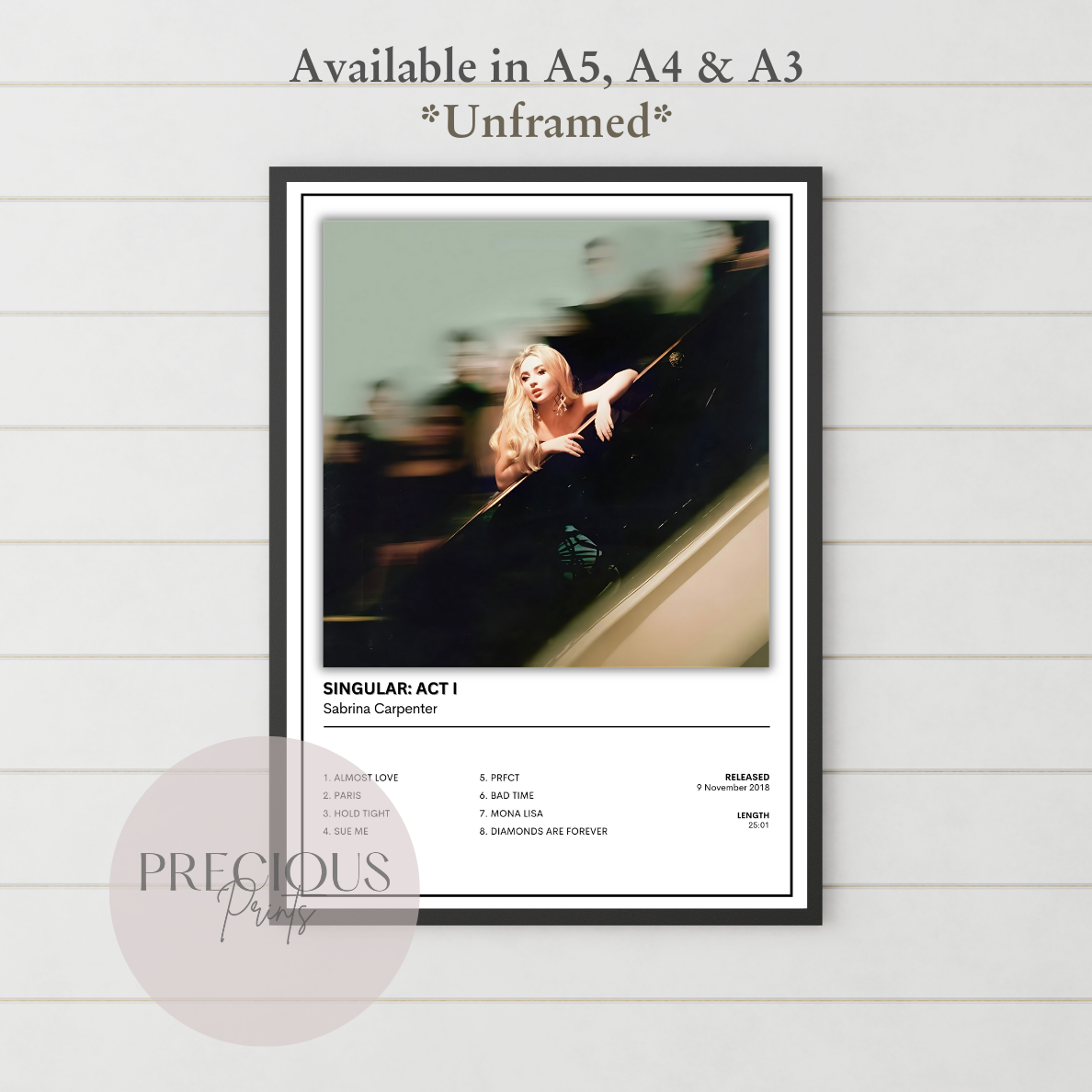 Sabrina Carpenter Singular: Act I Album Music Poster Print A5 A4 A3 Unframed