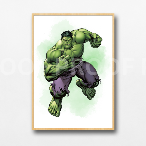 Set of 3 Personalised Girl/boy Nursery bedroom Print / Incredible Hulk A5 A4 A3