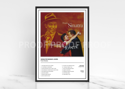 Frank Sinatra Songs for the Swingin' Lovers Album Cover Poster / Music Poster