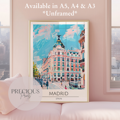 Spain - Madrid Tavel Print Poster- Travel Poster - Vintage Wall Art