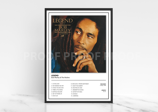 Bob Marley & The Wailers Legend Album Single Cover Poster / Music Gift