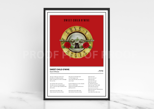 Guns N Roses Sweet Child O' Mine Album Single Cover Poster / Music Gift A5 A4 A3