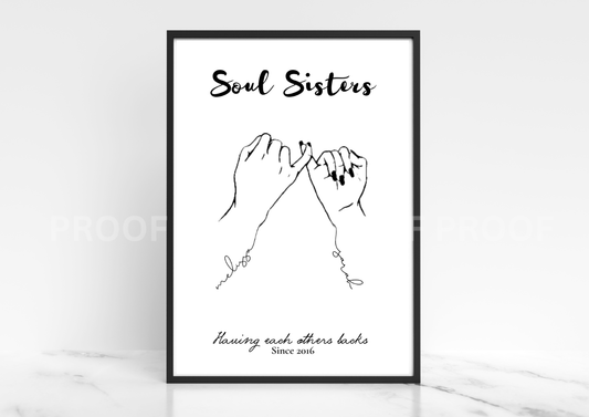 Personalised Best Friends print Galentines Day Print A5 A4 A3