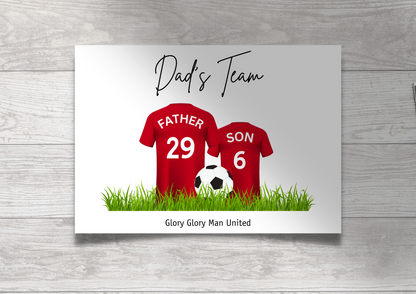 Personalised Football Family Print / MUFC Family Print / Manchester United Print