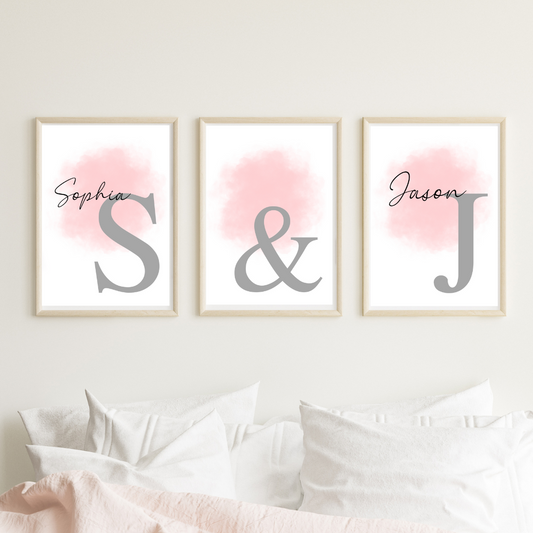 Personalised Couple Initial Prints Set of 3 Custom Posters A5 A4 A3