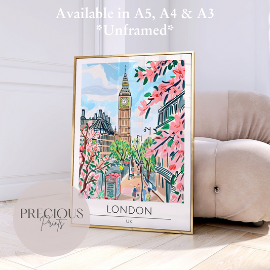 UK - London Print Poster- Travel Poster - Vintage Wall Art - Free Delivery