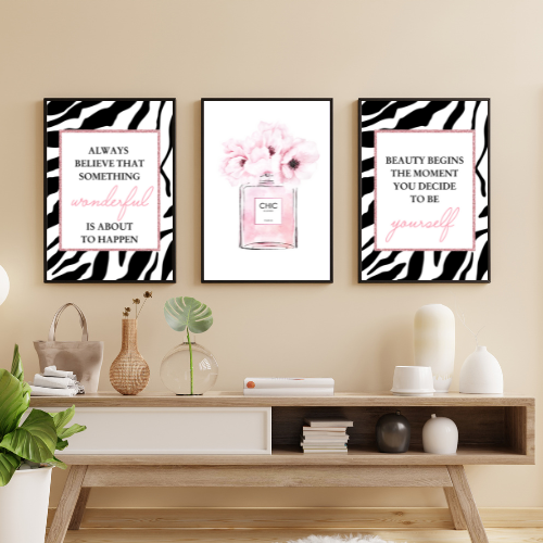 Teenage Bedroom Glam Wall Art Fashion Print Set of 3 Prints A5 A4 A3 Preppy