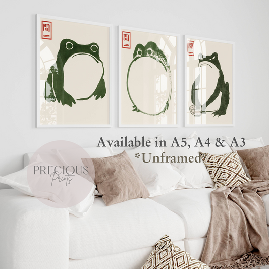 Set of 3 Japanese Hoji Frog Prints / Matsumoto Hoji Print / A5 A4 A3 Unframed