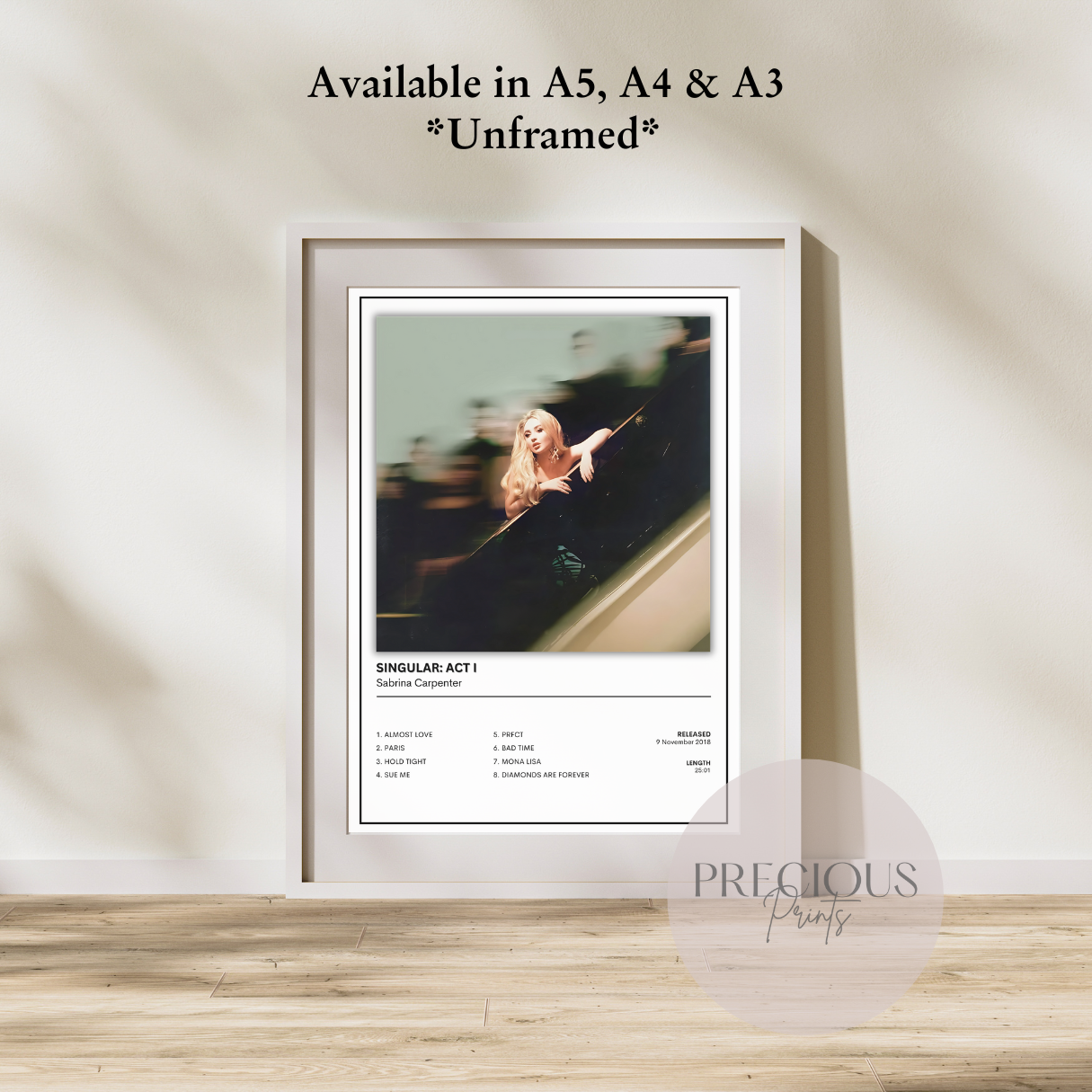 Sabrina Carpenter Singular: Act I Album Music Poster Print A5 A4 A3 Unframed