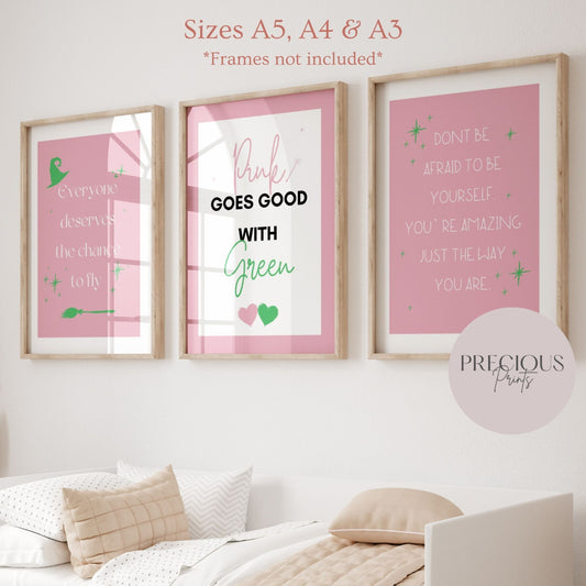 Set of 3 Wicked Prints / Wicked Quotes / Glinda Elphaba Wicked / Preppy