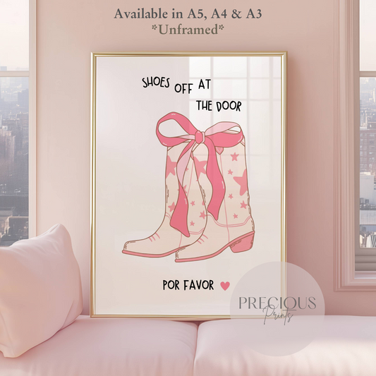 Shoes off at the Door Hallway Print / Cowgirl Preppy Home Decor Humour