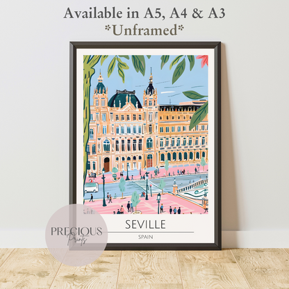 Spain - Seville Tavel Print Poster- Travel Poster - Vintage Wall Art