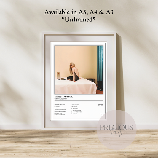 Sabrina Carpenter Emails I Can't Send Album Music Poster Print A5 A4 A3 Unframed