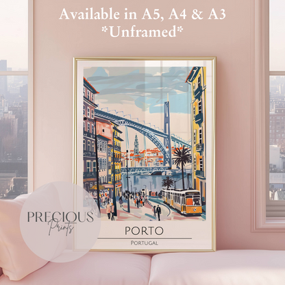 Portugal, Porto Travel Print Poster / Vintage Wall Art / A5 A4 A3