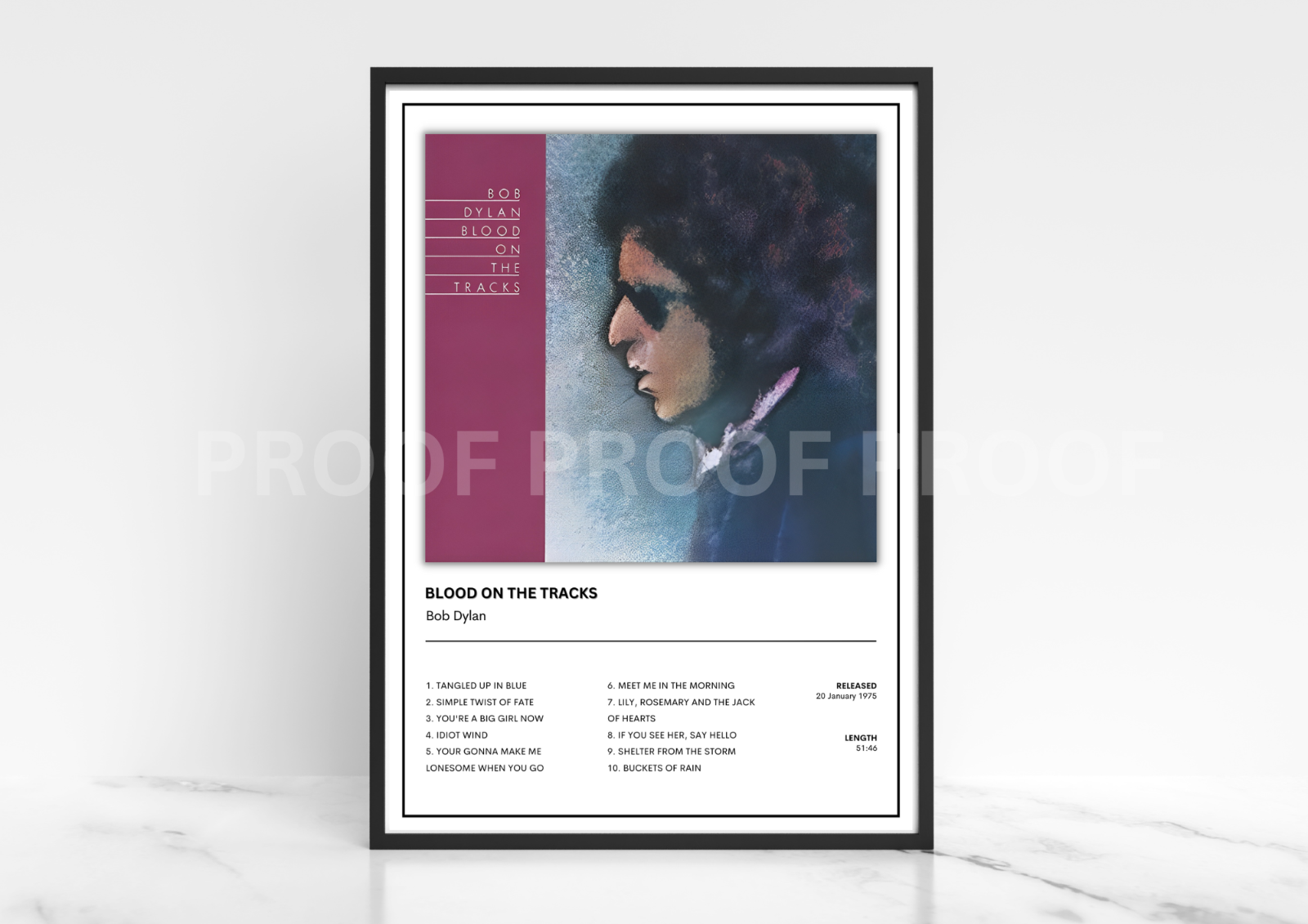 Bob Dylan Blood on the Tracks Album Single Cover Poster / Music Gift