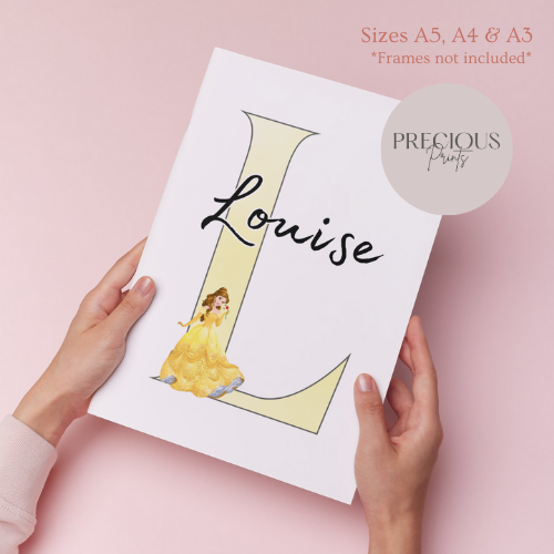Set of 3 Personalised bedroom Prints / Princess Unframed A5 A4 A3