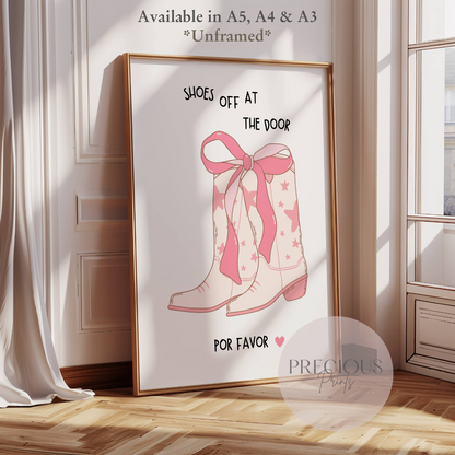 Shoes off at the Door Hallway Print / Cowgirl Preppy Home Decor Humour