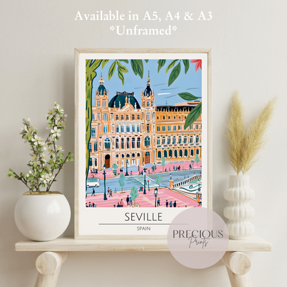 Spain - Seville Tavel Print Poster- Travel Poster - Vintage Wall Art