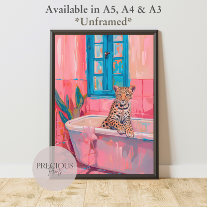 Preppy Leopard Cheetah Poster Print / Trendy Retro Wall Art / A5 A4 A3 Unframed