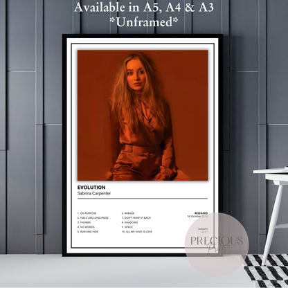 Sabrina Carpenter Evolution Album Music Poster Print A5 A4 A3 Unframed