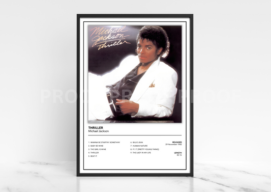 Michael Jackson Thriller Album Single Cover Poster / Music Christmas Gift