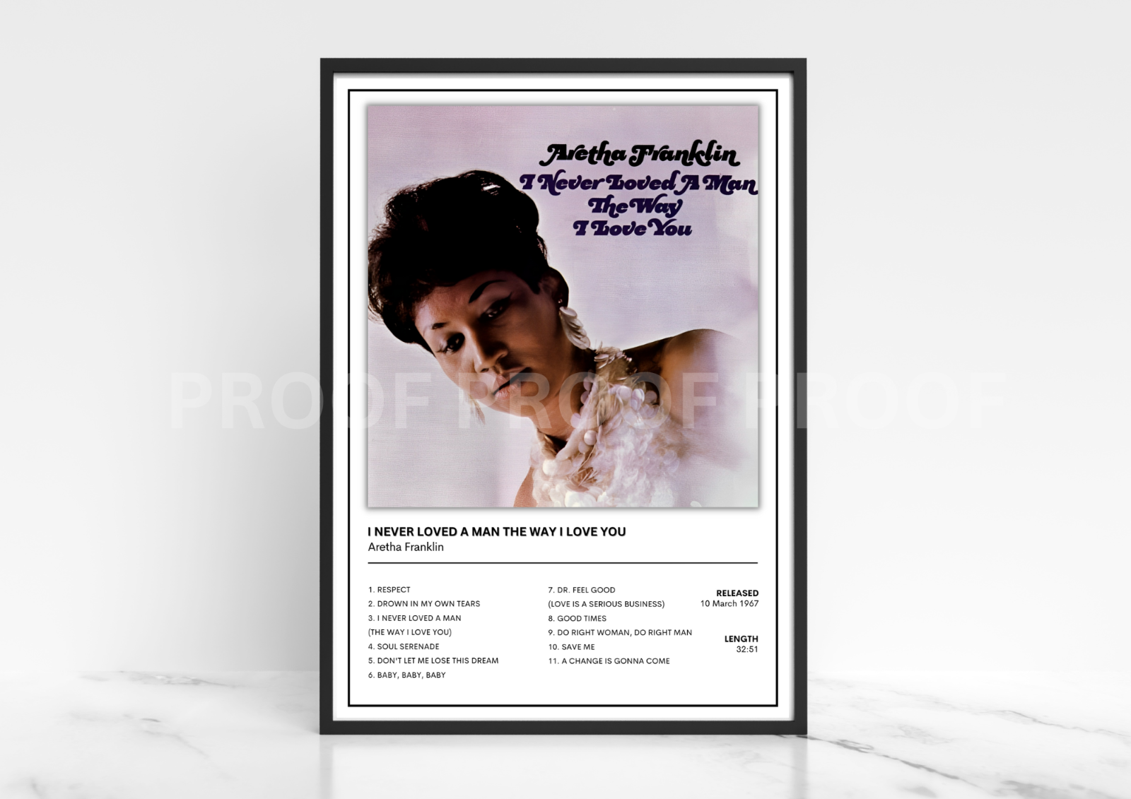 Aretha Franklin I Never Loved a Man Album Singles Cover Music Poster Music Gift