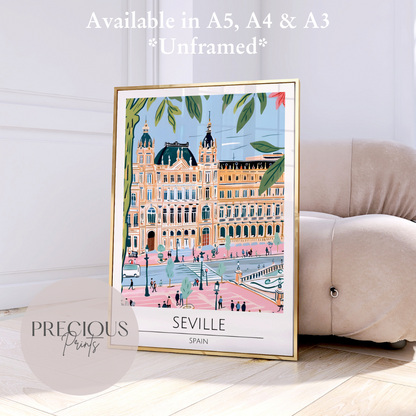Spain - Seville Tavel Print Poster- Travel Poster - Vintage Wall Art