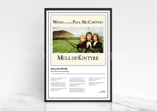 Paul McCartney and Wings Mull of Kintyre Album Single Cover Poster / Music Gift