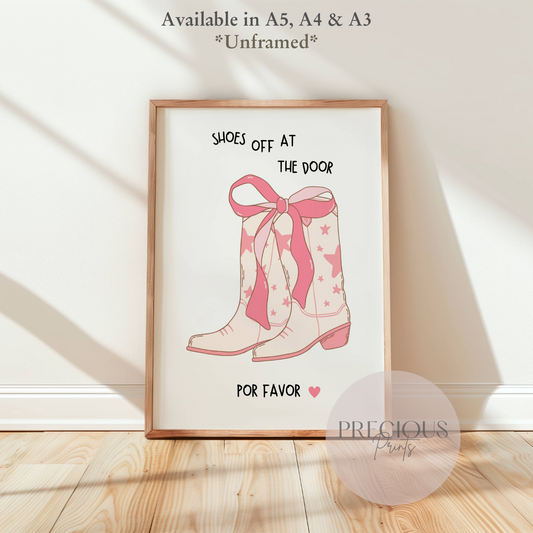 Shoes off at the Door Hallway Print / Cowgirl Preppy Home Decor Humour