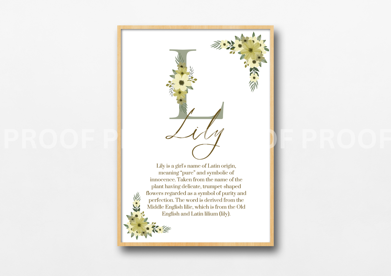 Personalised Print Birth Stats Meaning of name Elegant Floral A5 A4 A3