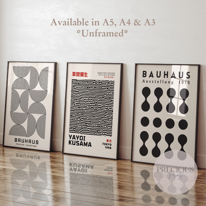 Bauhaus Kusama Set of 3 Unframed Prints Picture A5 A4 A3 Wall Art Gallery Decor