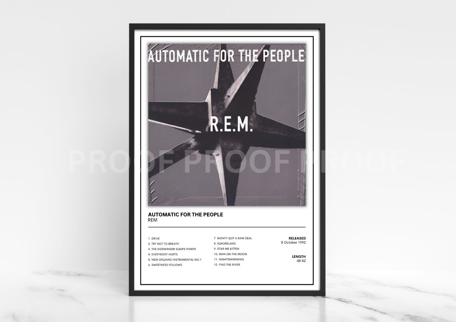 REM Automatic For The People Album Single Cover Poster / Music Gift
