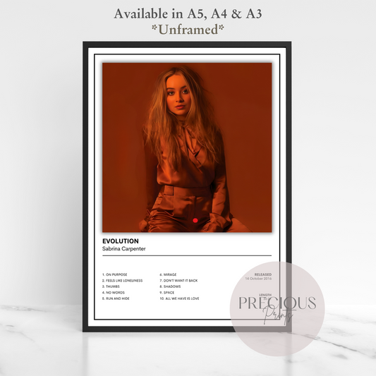Sabrina Carpenter Evolution Album Music Poster Print A5 A4 A3 Unframed
