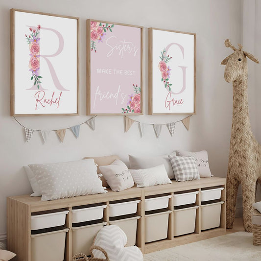 Sisters Make the Best Friends Personalised Floral Print / A5 A4 A3 Unframed
