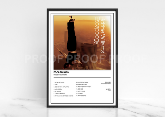 Robbie Williams Escapology Album Single Cover Poster / Music Christmas Gift