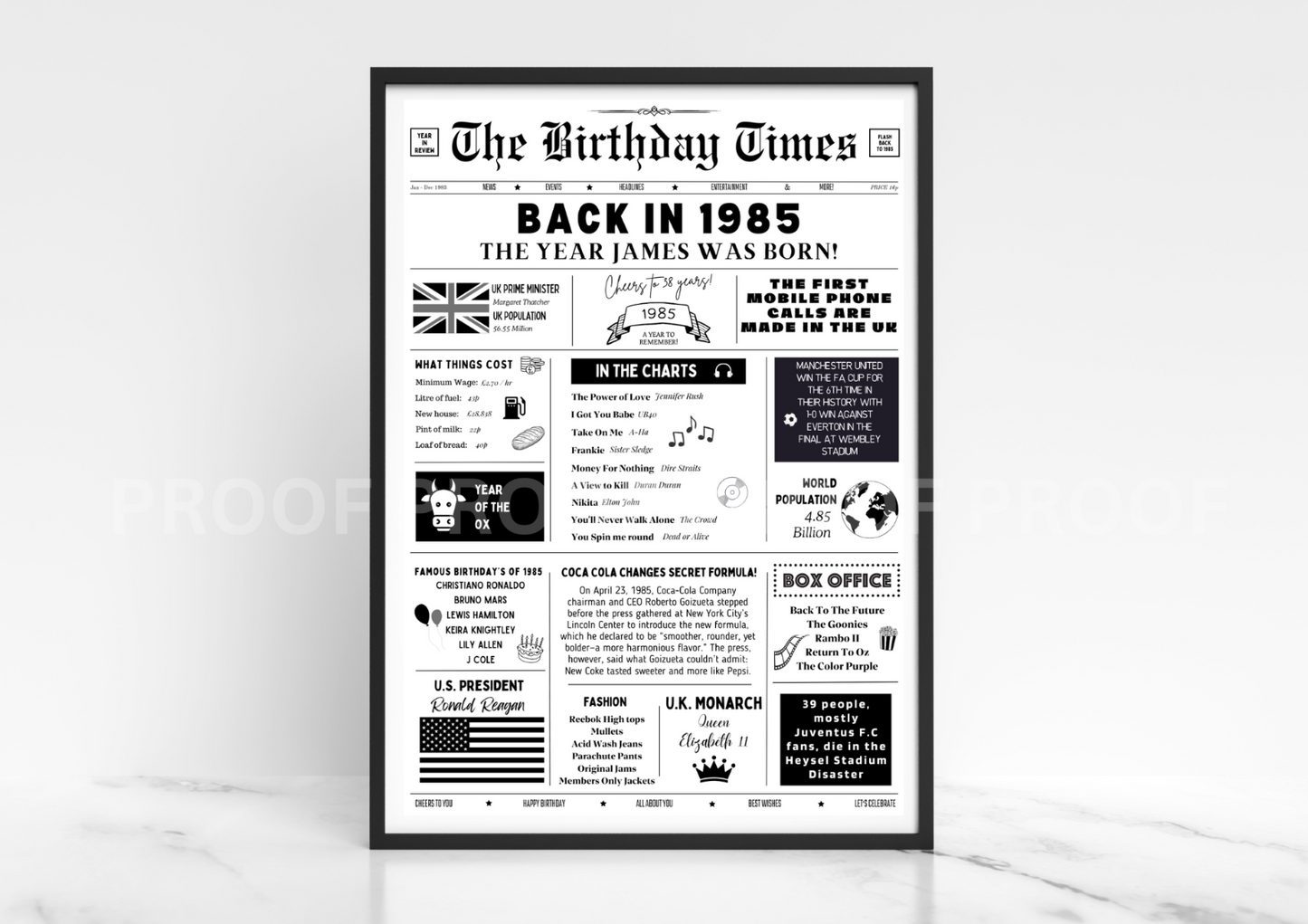 Personalised Birthday Gift / The Year You Were Born Poster / Typography