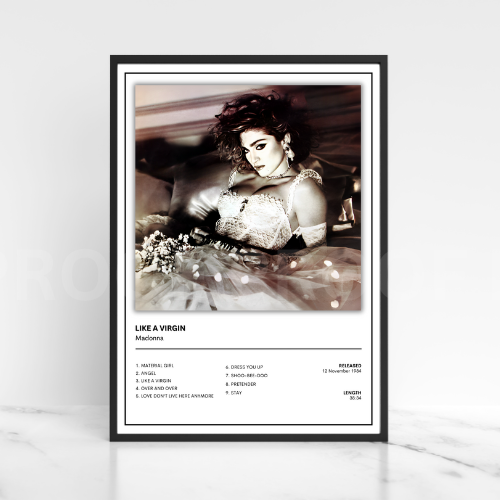Madonna Like a Virgin Album Cover Music Poster /  A5 A4 A3