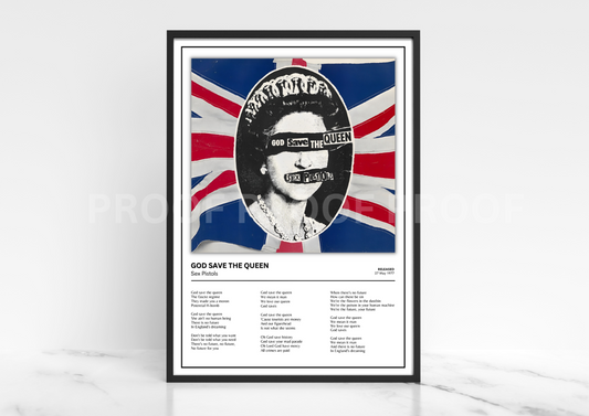 Sex Pistols God Save The Queen Album Single Cover Poster / Music Gift