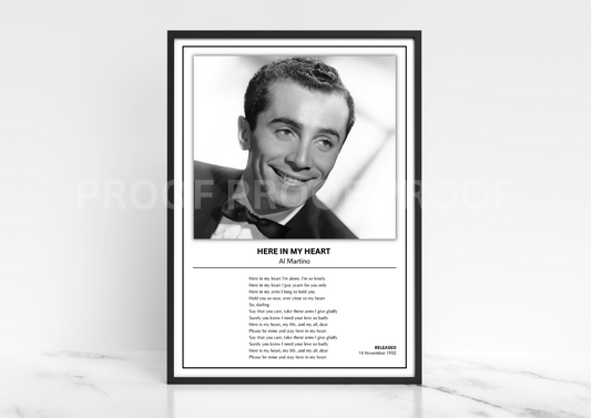 Al Martino Here In My Heart Music Album Singles Cover Poster Music Gift A3 A4 A5