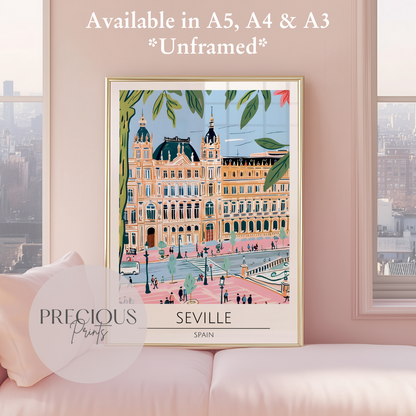 Spain - Seville Tavel Print Poster- Travel Poster - Vintage Wall Art