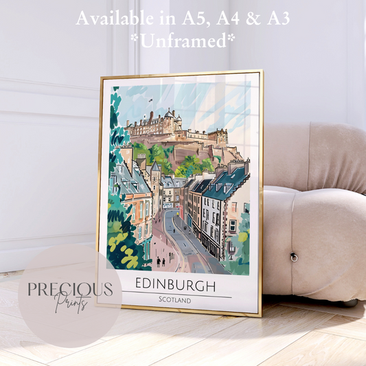 Scotland - Edinburgh Travel Print Poster- Travel Poster - Vintage Wall Art