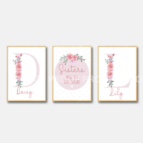 Sisters Make the Best Friends Personalised Floral  bedroom Print / A5 A4 A3