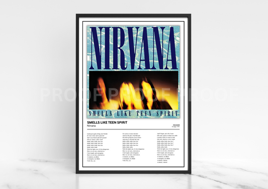 Nirvana Smells Like Teen Spirit Album Single Cover Poster / Music Christmas Gift