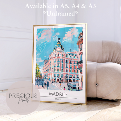 Spain - Madrid Tavel Print Poster- Travel Poster - Vintage Wall Art