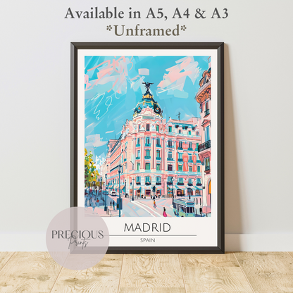 Spain - Madrid Tavel Print Poster- Travel Poster - Vintage Wall Art