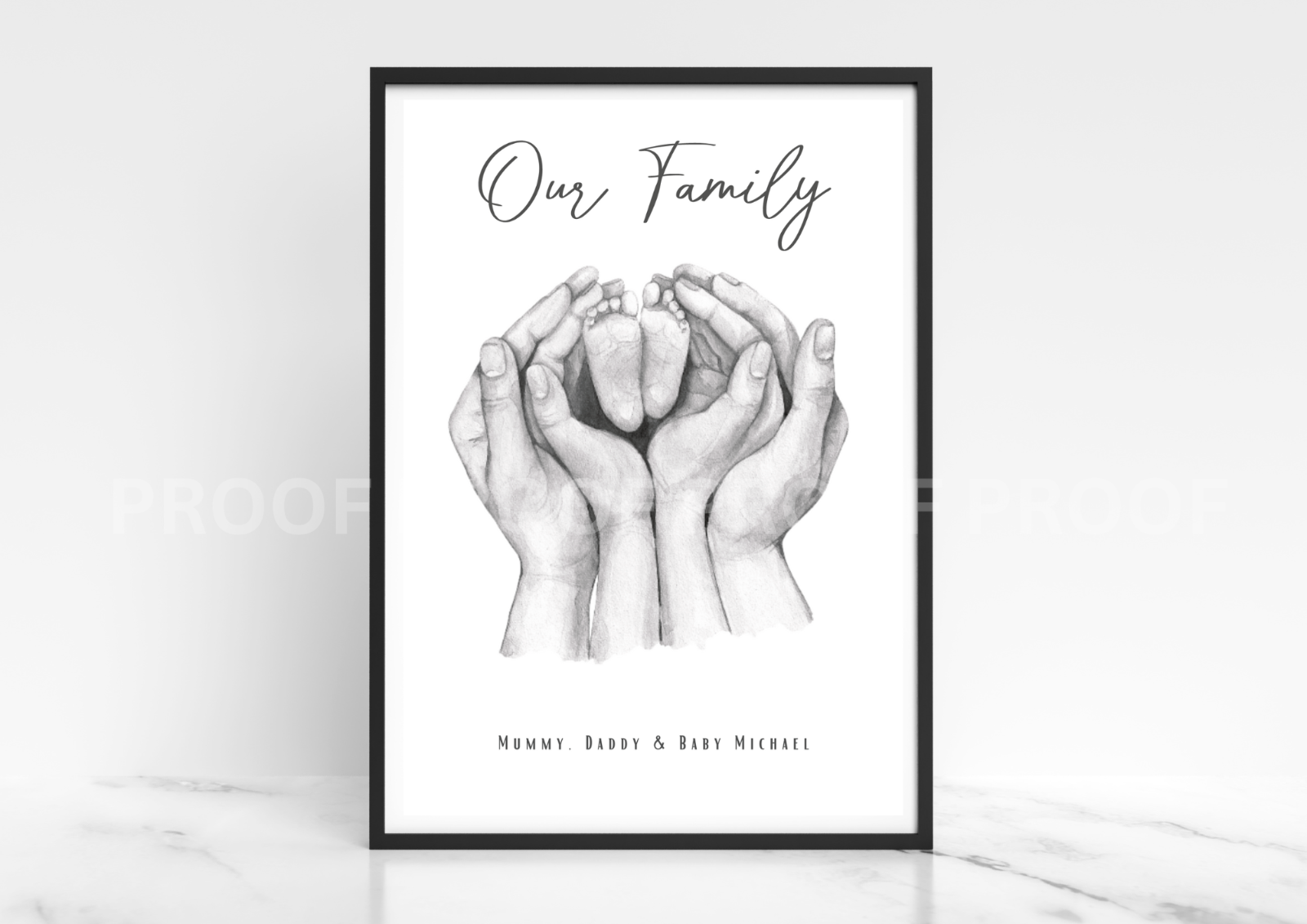 Our family print Baby print / Personalised Family Print / Family Hands A5 A4 A3