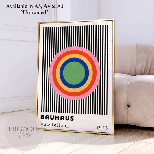 Colourful Bauhaus Art Print A5 A4 A3 Art Exhibition Poster Stripes Circles