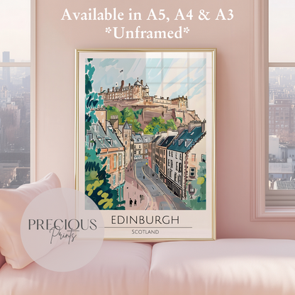 Scotland - Edinburgh Travel Print Poster- Travel Poster - Vintage Wall Art