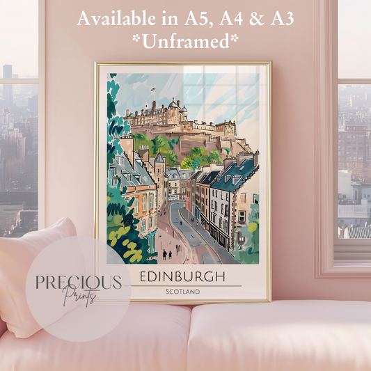 Scotland - Edinburgh Travel Print Poster- Travel Poster - Vintage Wall Art